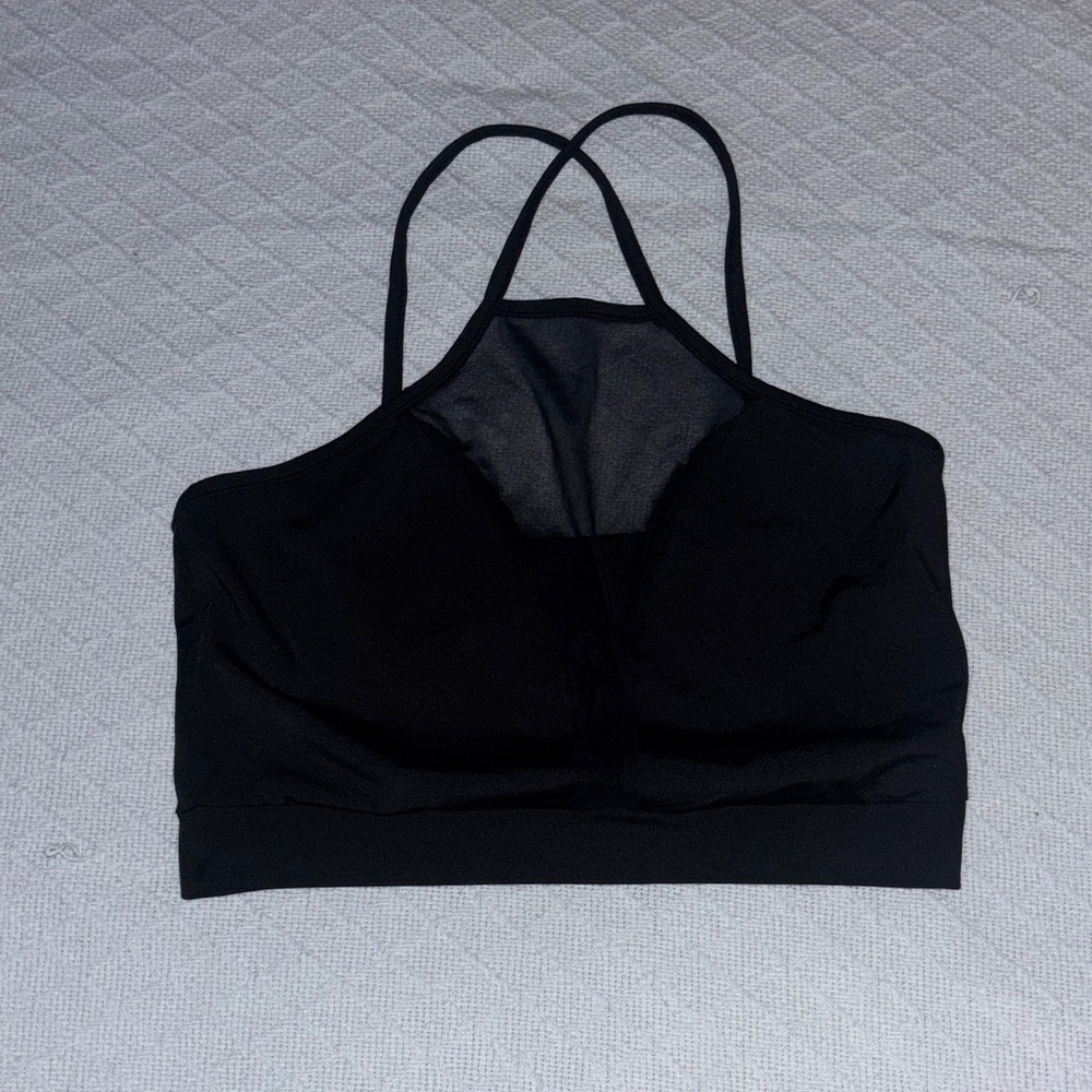 SHEIN Black Mesh Strappy Sports Bra